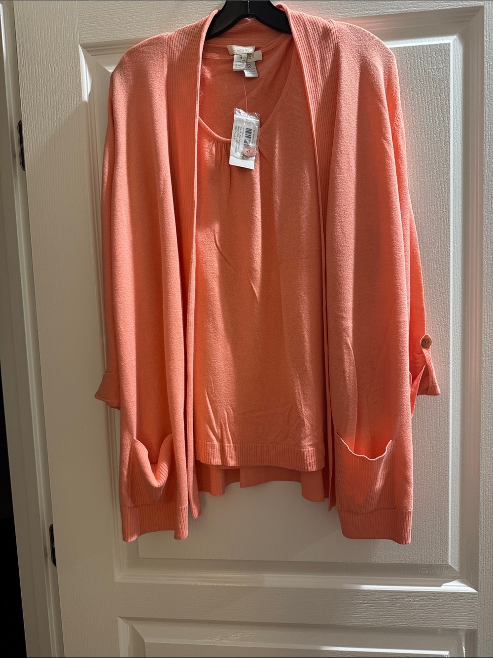 Chico’s Women's Coral Knit Cardigan and Shell Set